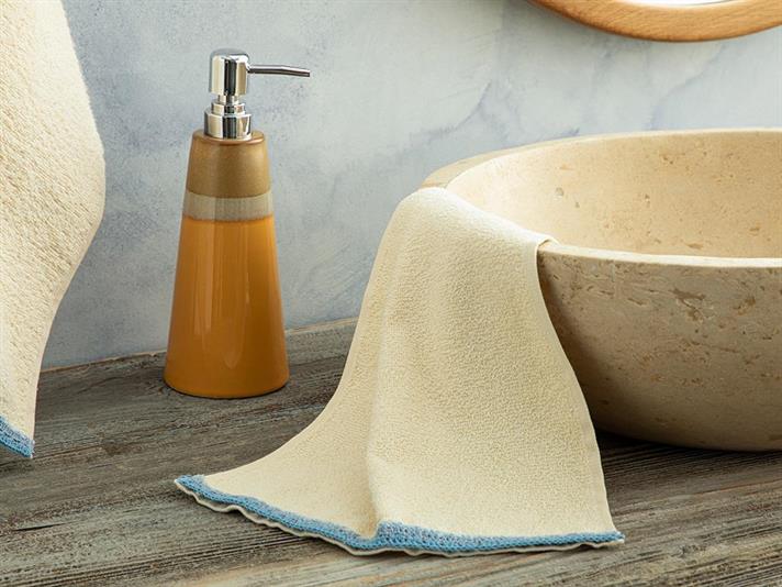 Pure Lace Cottony with crochet Hand Towel 30x40 cm Ecru-Blue