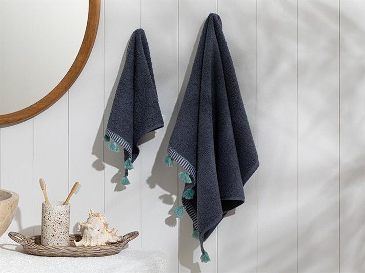 Relift Cottony Fringed Hand Towel 30x40 cm Anthracite