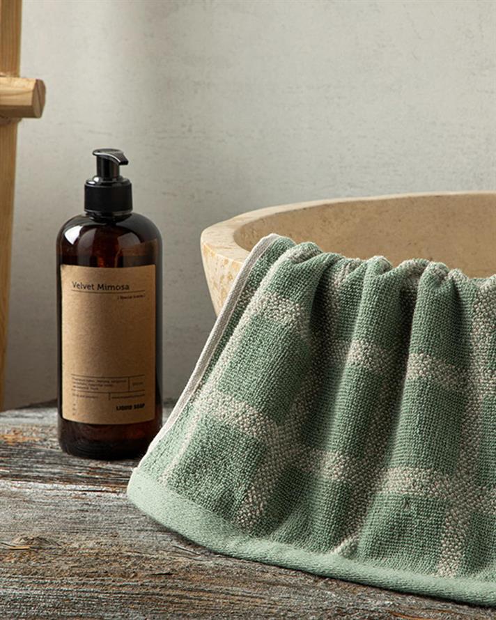 Square Cottony Hand Towel 30x40 cm Green-Beige