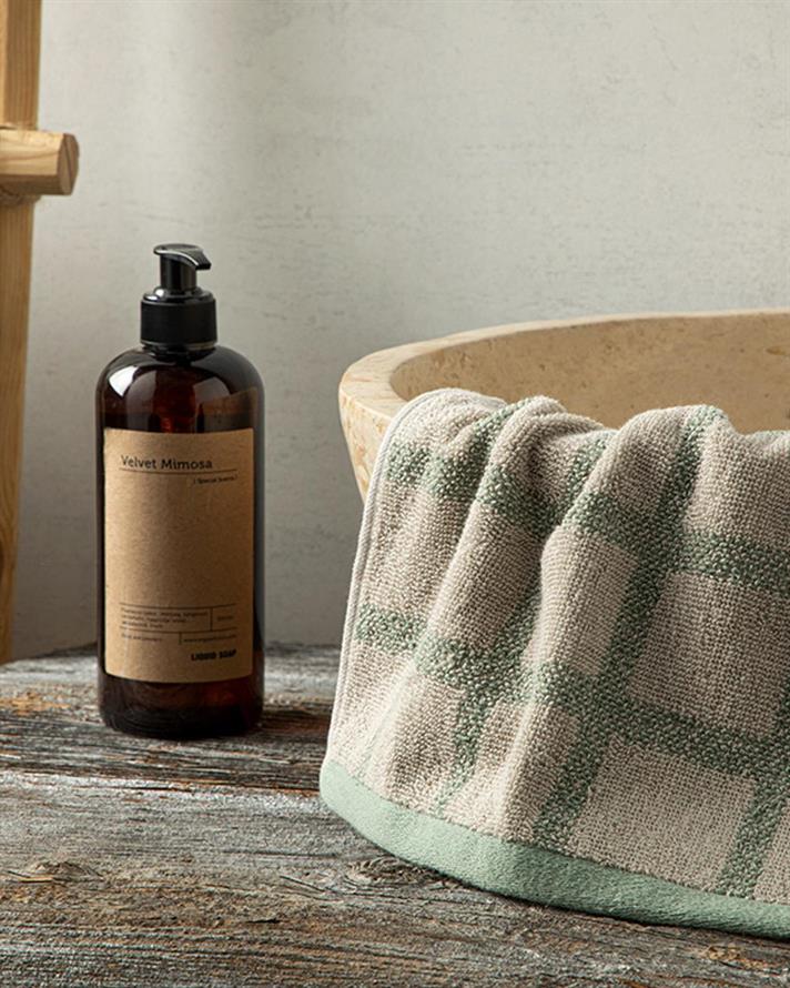 Square Cottony Hand Towel 30x40 cm Green-Beige