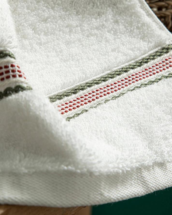 Twin Cottony Striped Hand Towel 30x40 cm Ecru