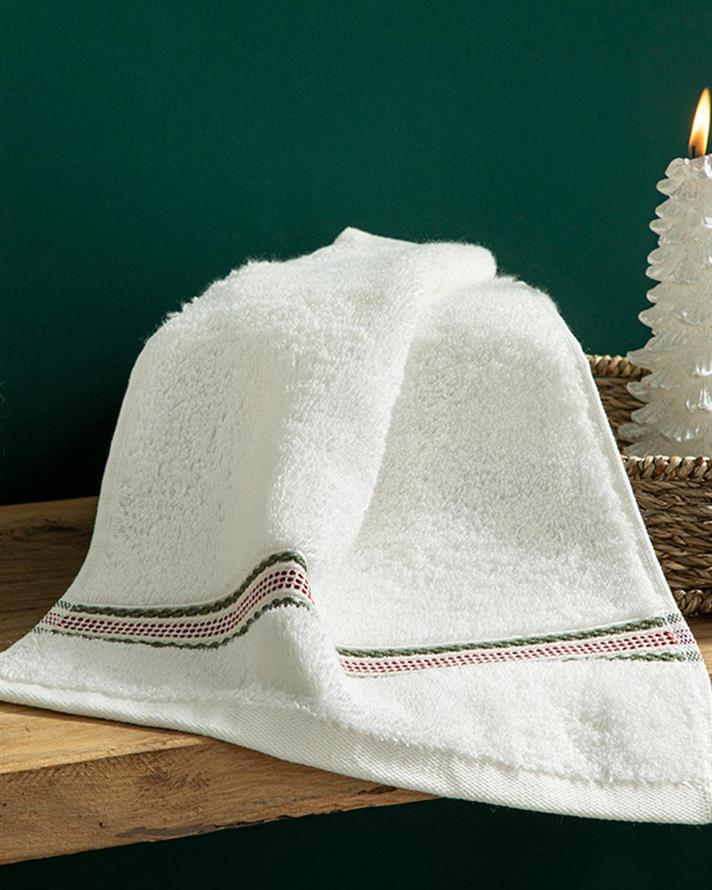 Twin Cottony Striped Hand Towel 30x40 cm Ecru