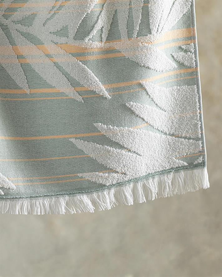 Prosop de plajă, Lamina, bumbac-poliester, 75x150 cm, ecru-verde-galben