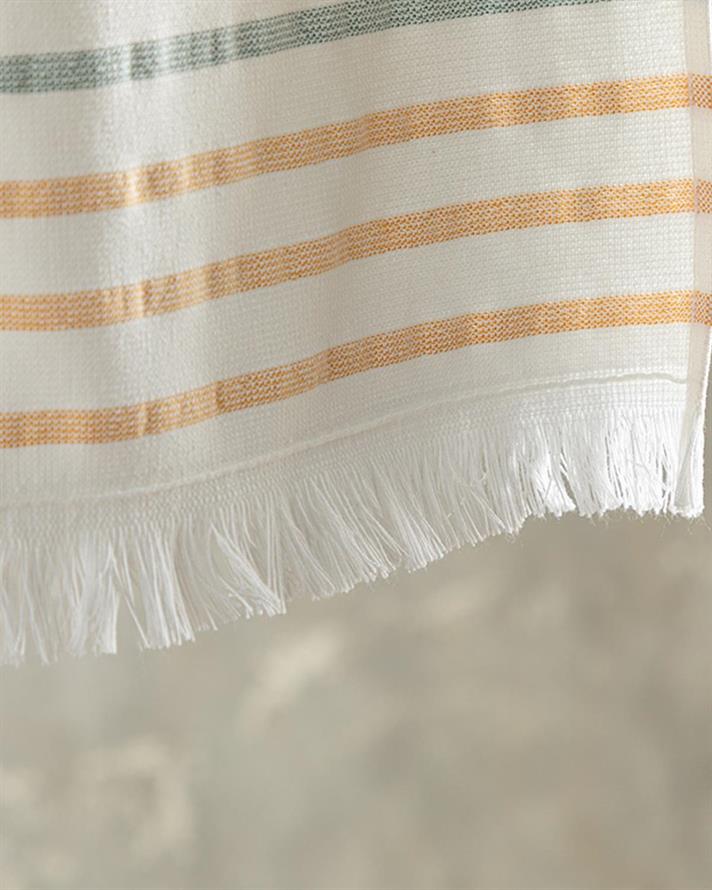 Prosop de plajă, Linea, bumbac-poliester, 75x150 cm, ecru-verde-galben