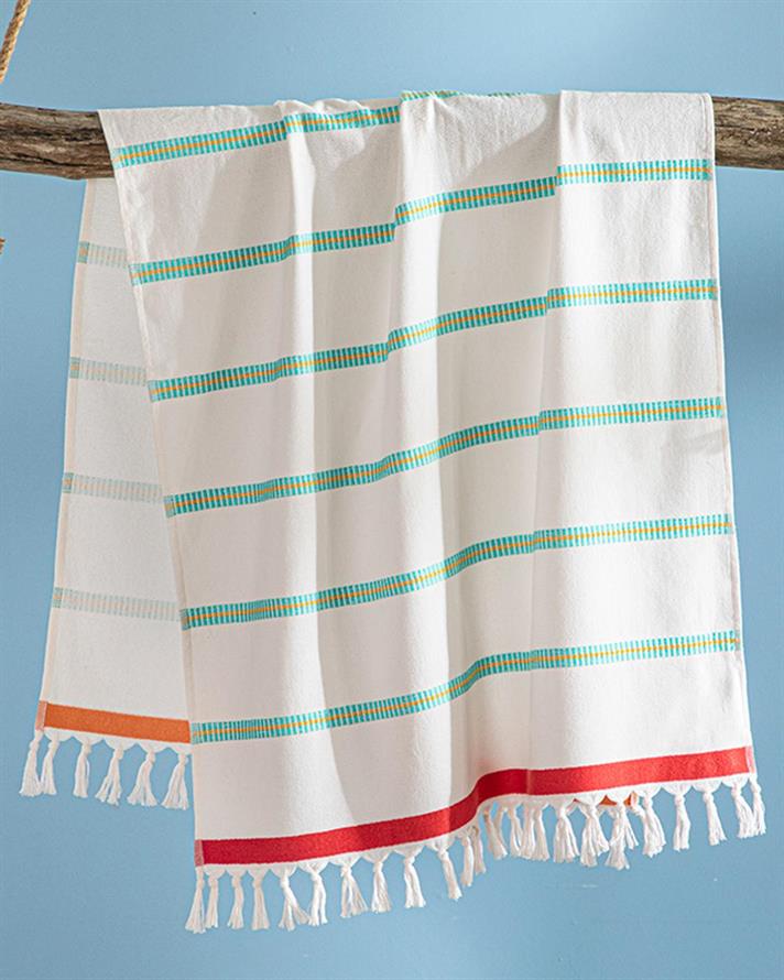 Prosop de plajă, Misty, bumbac, 75x150 cm, roz - verde