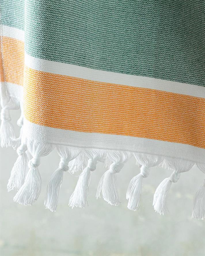 Prosop de plajă, Nossa, bumbac-poliester, 75x150 cm, ecru-verde-galben