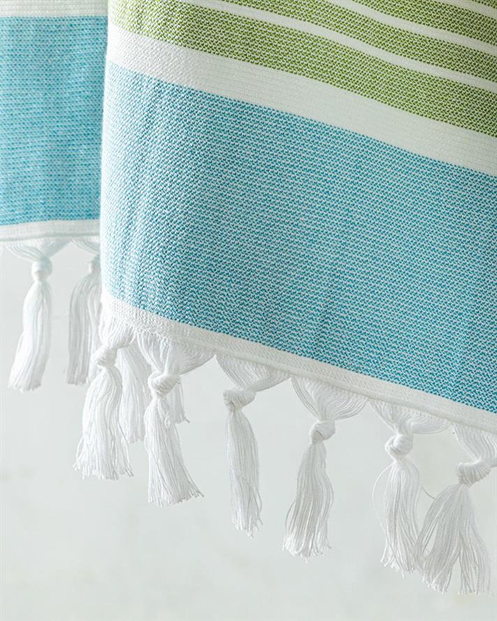 Prosop de plajă, Nova, bumbac-poliester, 75x150 cm, ecru-verde-galben