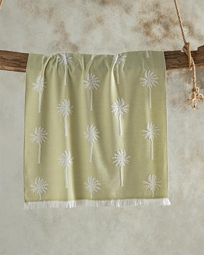 Prosop de plajă, Palm, bumbac-poliester, 75x150 cm, deschis verde