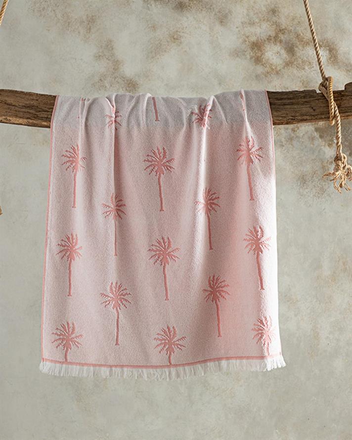 Prosop de plajă, Palm, bumbac-poliester, 75x150 cm, roșu