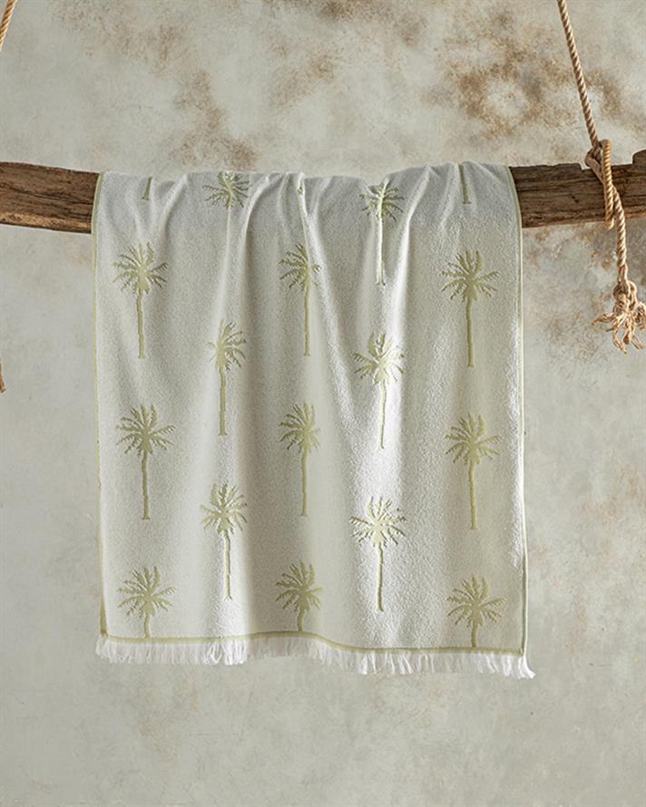 Prosop de plajă, Palm, bumbac-poliester, 75x150 cm, deschis verde