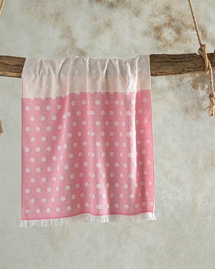 Prosop de plajă, Spotty, bumbac-poliester, 75x150 cm, roz pudră