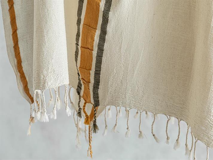 Prosop de plajă turcesc cu uscare rapidă, Summer Stripe, bumbac, 75x150 cm, galben-verde