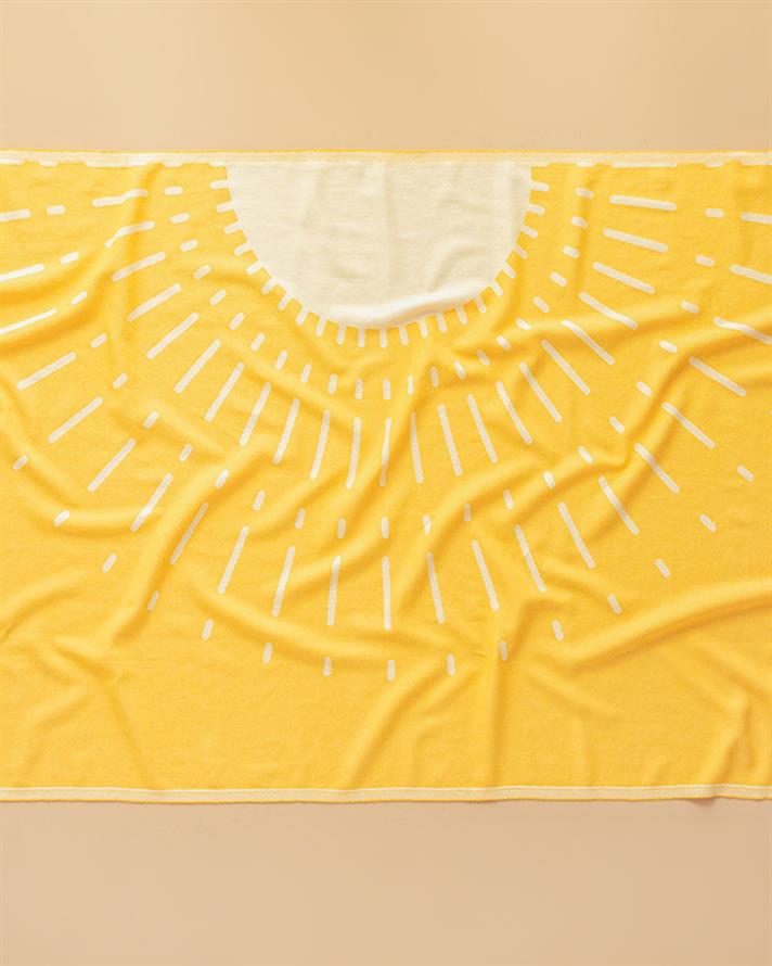 Prosop de plajă turcesc cu uscare rapidă, Pamuklu, bumbac, 90x150 cm, galben-bej