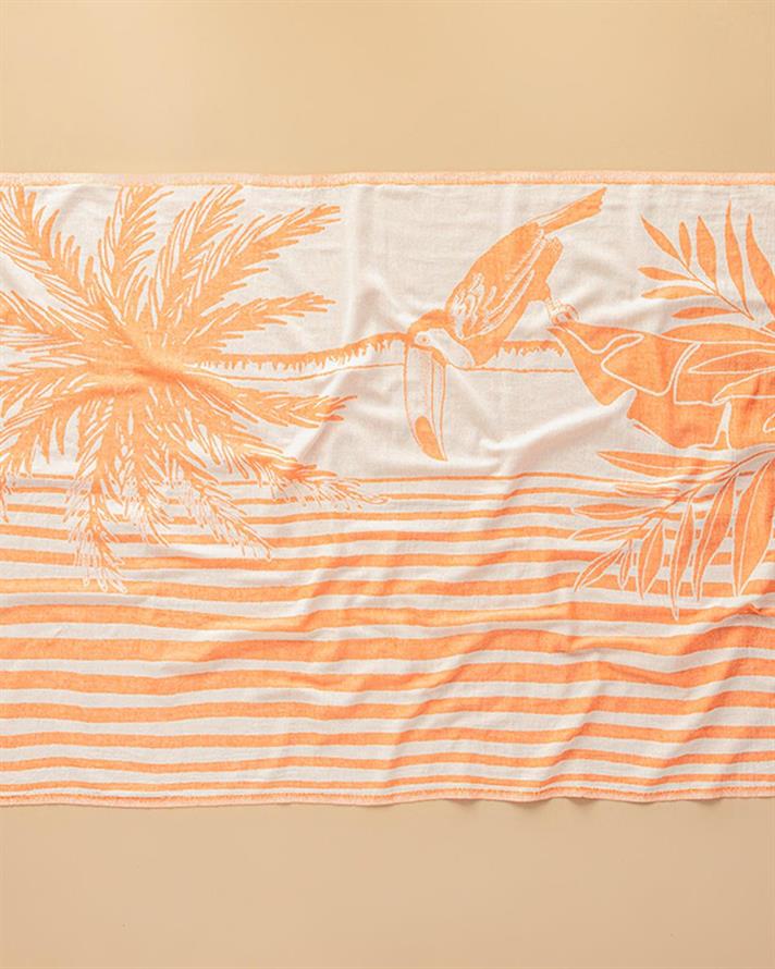 Prosop de plajă turcesc cu uscare rapidă, Tukan, bumbac, 90x150 cm, roz coral