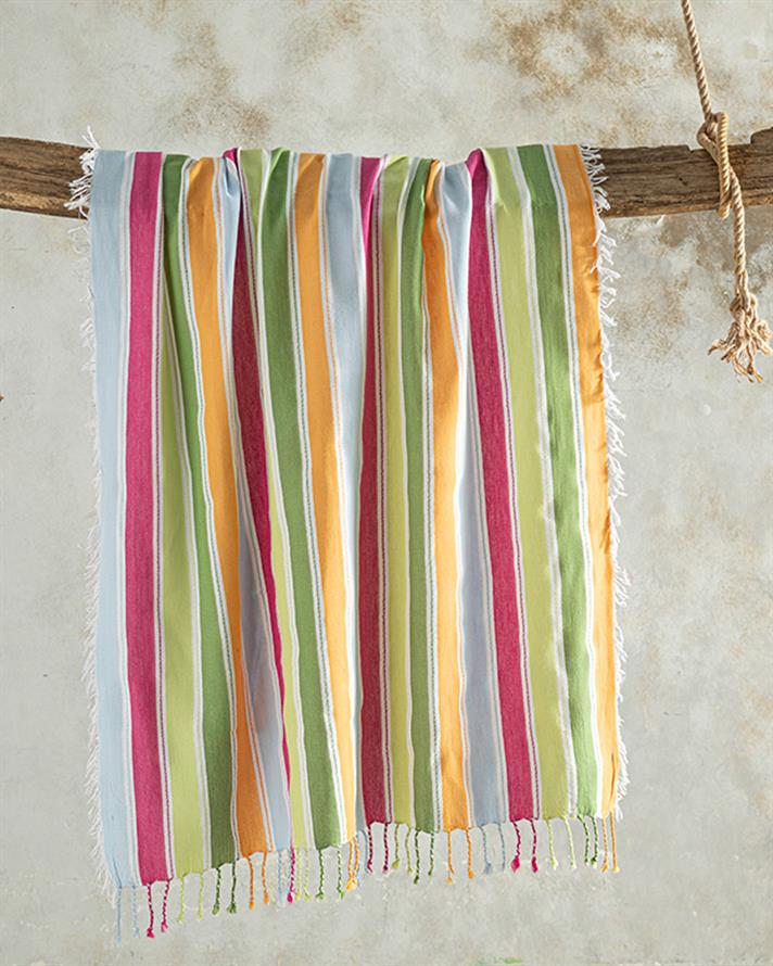 Aloha Cottony Striped Peshtemal 90x160 cm Pink-Blue-Green