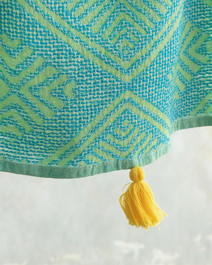 Prosop de plajă turcesc cu uscare rapidă, Maldiv, bumbac, 90x150 cm, verde-bleu