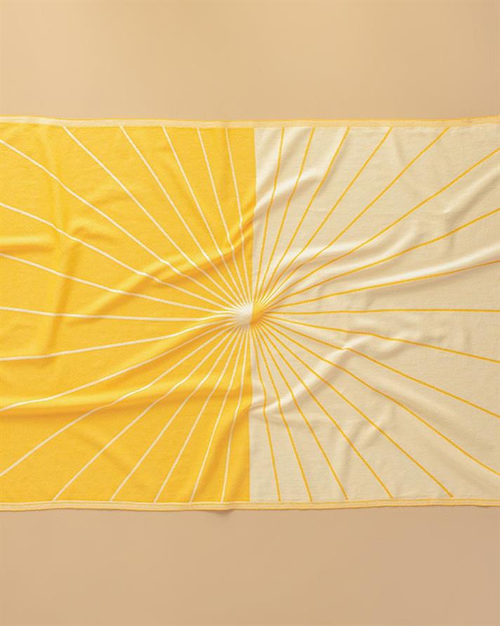 Prosop de plajă turcesc cu uscare rapidă, Sunrise, bumbac, 90x150 cm, galben-bej