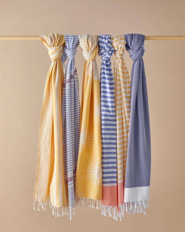 Prosop de plajă turcesc cu uscare rapidă, Diagonal, bumbac, 90x150 cm, bleumarin