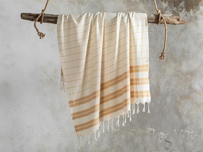 Prosop de plajă turcesc cu uscare rapidă, Urban, bumbac, 90x160 cm, galben