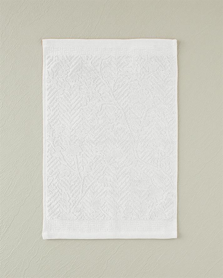 Alyssa Cottony With Jacquard Hand Towel 30x45 cm Ecru