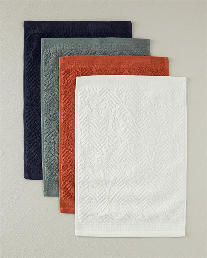 Alyssa Cottony With Jacquard Hand Towel 30x45 cm Ecru