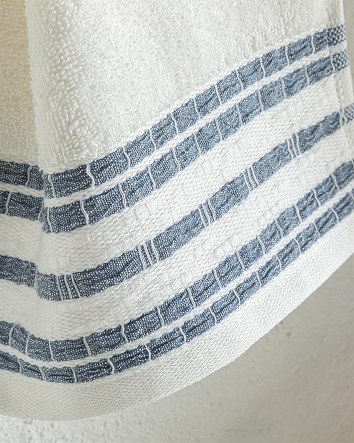 Prosop pentru mâini, Aqua Line, bumbac, 30x40 cm, ecru-bleumarin