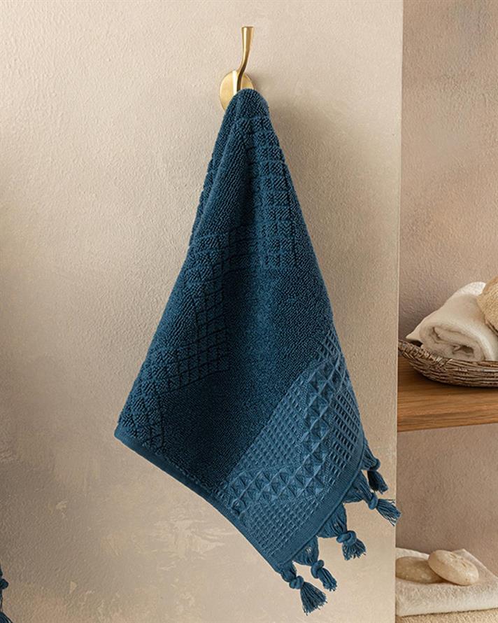 Delta Cottony fringed Hand Towel 30x40 cm Petrol Blue