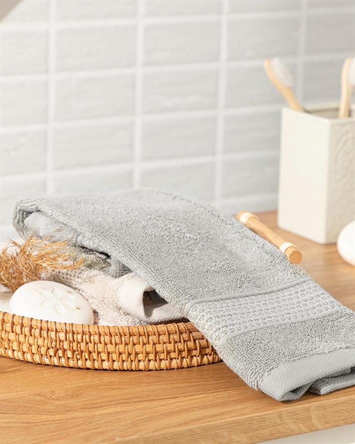 Deluxe Cottony Low Twist Hand Towel 30x50 cm Gray