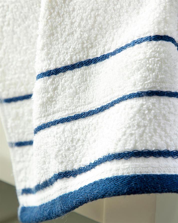 ivy Cottony Striped Hand Towel 30x40 cm White-NavyBlue