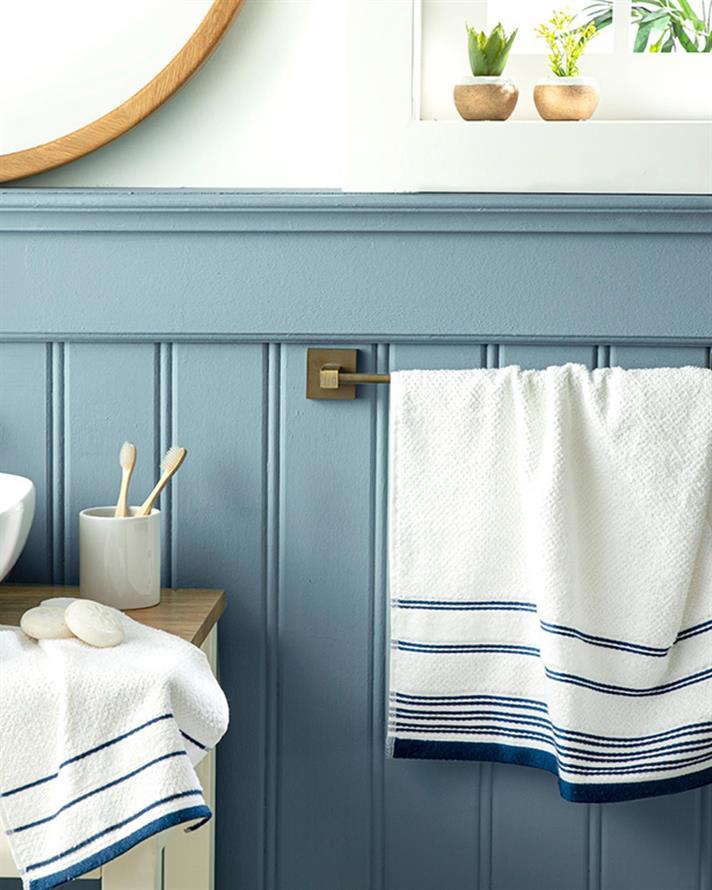 ivy Cottony Striped Hand Towel 30x40 cm White-NavyBlue