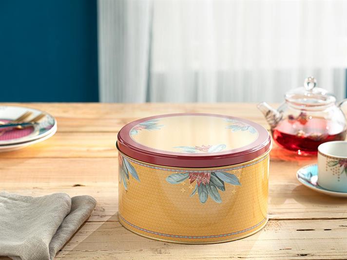 Protea Borcan De Biscuiți, Metal, 21,5*12 Cm, Alb-Auriu