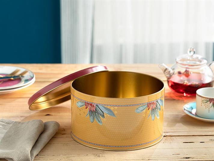 Protea Borcan De Biscuiți, Metal, 21,5*12 Cm, Alb-Auriu