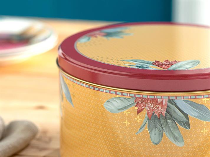 Protea Borcan De Biscuiți, Metal, 21,5*12 Cm, Alb-Auriu