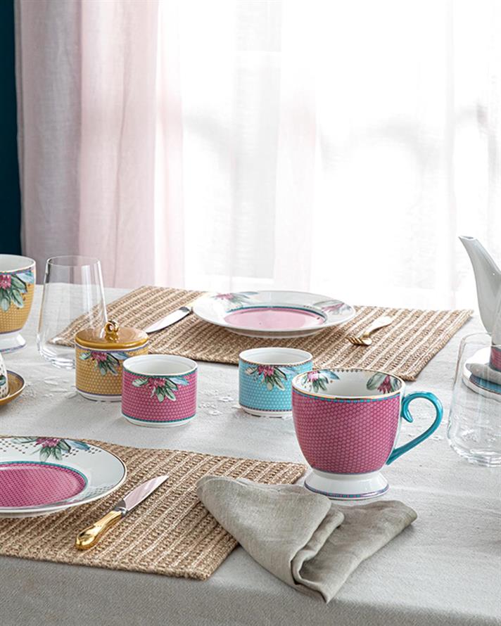 Protea New Bone China 4 Pieces 2 Servings Tea Cup Set 220 ml Pınk