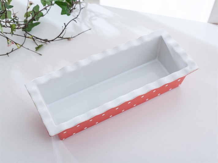 Dots Stoneware Rectangular Oven Cover Orange,