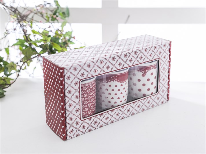 Red Dots Bone China 3 pcs Jar . Red
