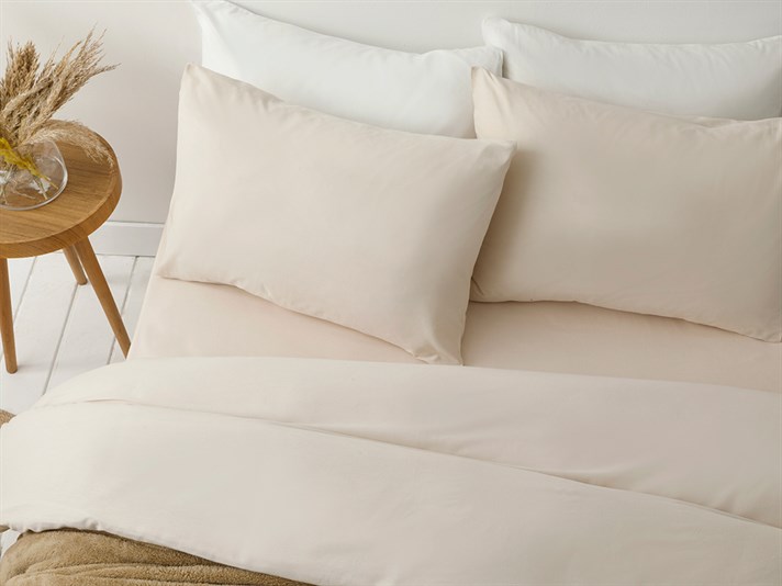 Pure Bumbac Double Set Lenjerie De Pat 200x220 cm Bej