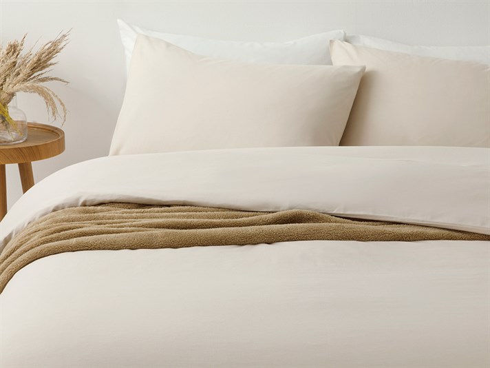 Pure Bumbac Double Set Lenjerie De Pat 200x220 cm Bej