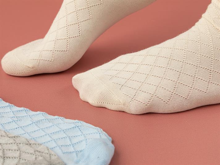 Pure Basic Cotton 3 set - Women Ankle Socks 36-40 Ecru - Blue - Grey