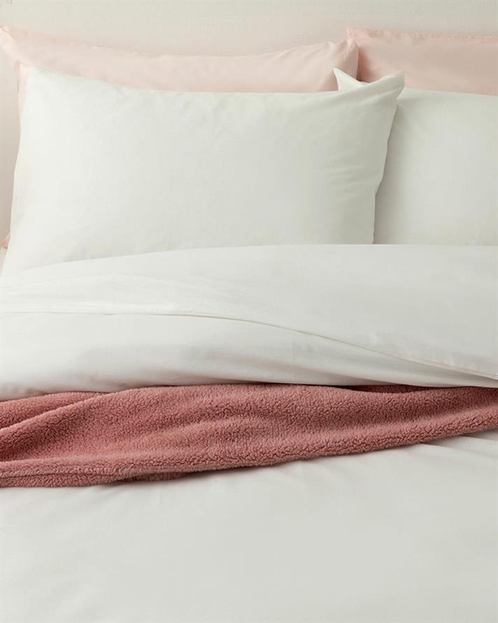 Pure Bumbac Double Set Lenjerie De Pat 200x220 cm Crem.