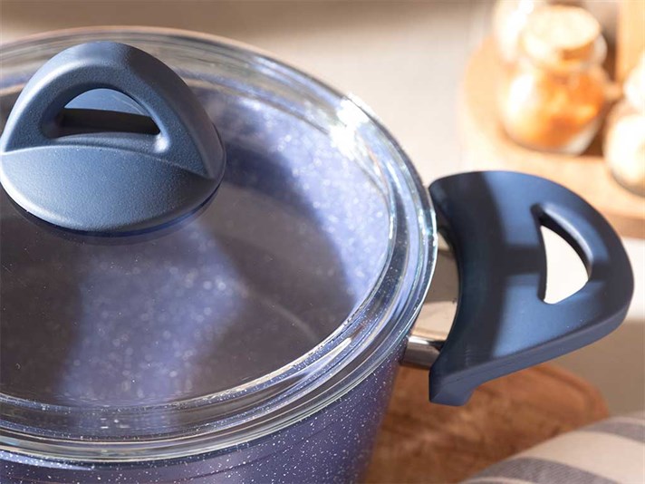 Pure Granite big granite with glass capped Pan 20 cm Dark Blue