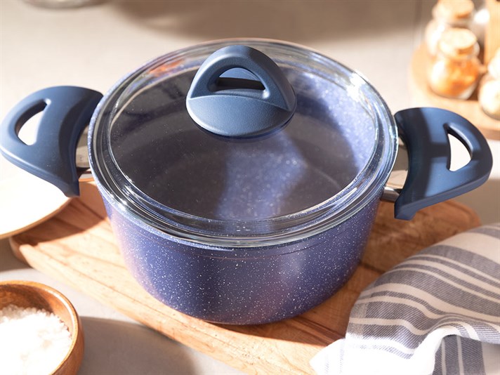 Pure Granite big granite with glass capped Pan 20 cm Dark Blue
