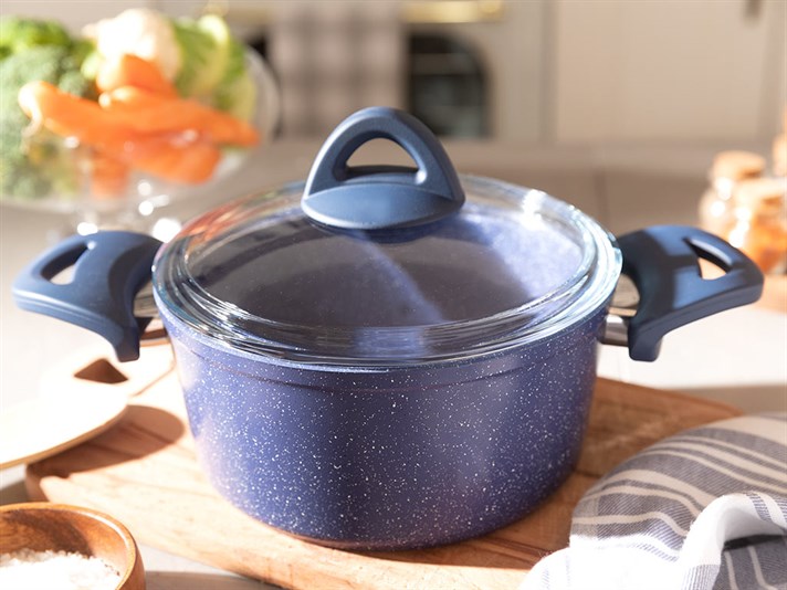 Pure Granite big granite with glass capped Pan 20 cm Dark Blue