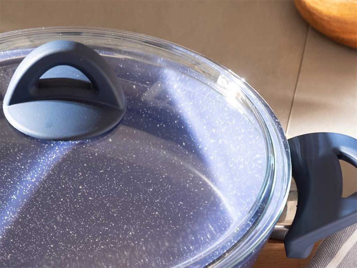 Pure Granite small granite with glass capped Pan 26 cm Dark Blue