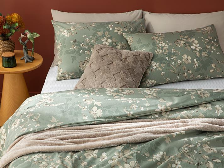 Pure Magnolia Ușor De Călcat Single Set Lenjerie De Pat 160x220 cm Verde