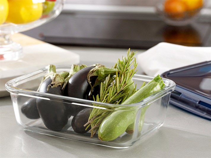 Pureness Glass Rectangular Storage Container 1000 ml Navy Blue