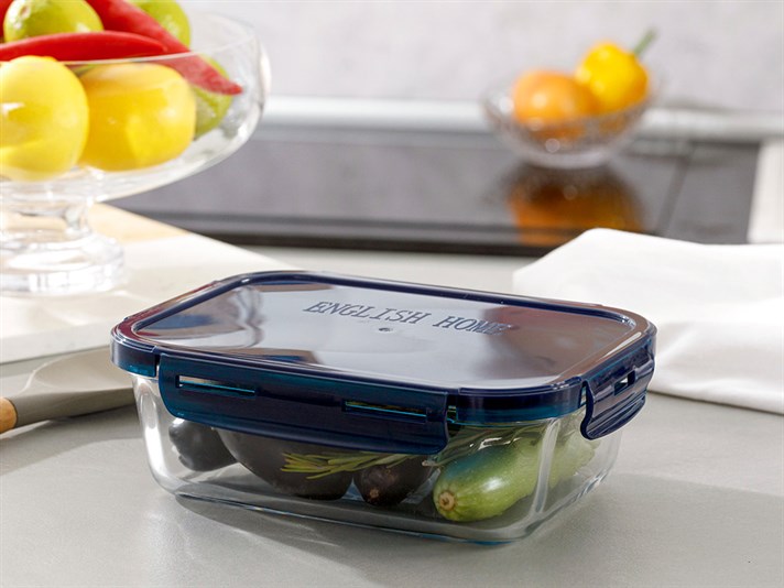 Pureness Glass Rectangular Storage Container 1000 ml Navy Blue
