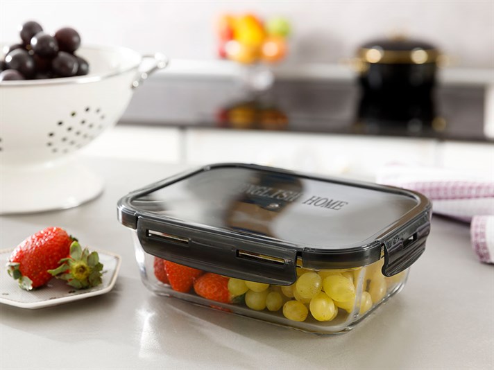 Pureness Glass Rectangular Storage Container 1000 ml Anthracite