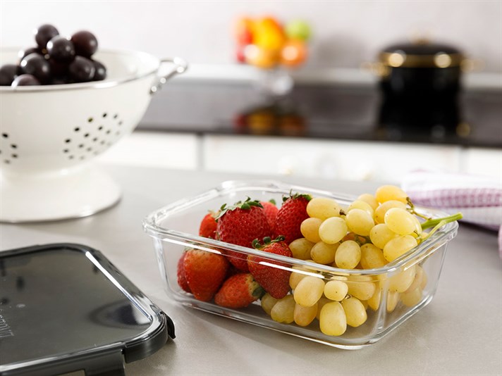 Pureness Glass Rectangular Storage Container 1000 ml Anthracite