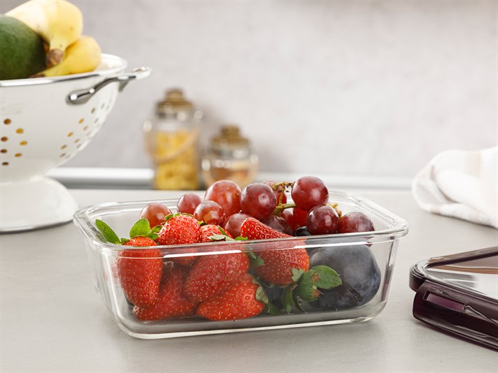 Pureness Glass Rectangular Storage Container 1000 ml Damson